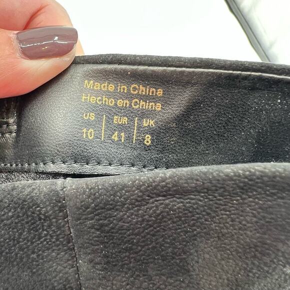 ALDO Black Leather Round Toe gold buckle Pull On Mid Calf Boots Women’s Size 10 - Picture 5 of 9